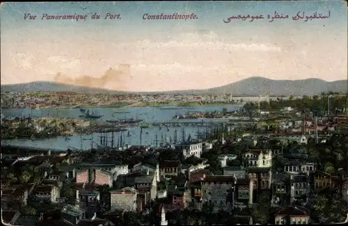 Ak Konstantinopel Istanbul Türkei, Panoramablick auf den Hafen