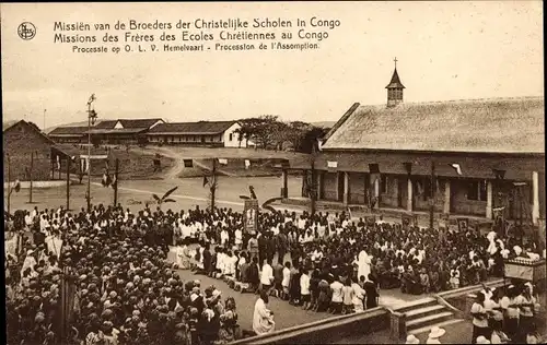 Ak Boma DR Kongo Zaire, Prozession, Missionen der Brüder der christlichen Schulen
