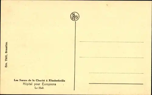 Ak Lubumbashi Elisabethville RD Kongo Zaire, Wohltätigkeitsorganisation, Krankenhaus für Europäer