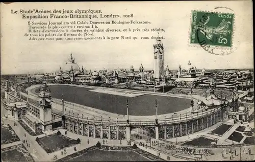 Ak London City England, Französisch-britische Ausstellung 1908, Stade