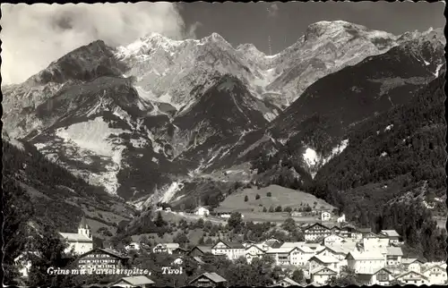 Ak Grins in Tirol, Ort mit Parseierspitze