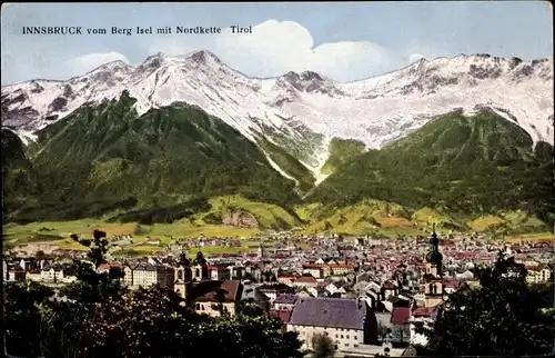 Ak Innsbruck in Tirol, Gesamtansicht vom Berg Isel, Nordkette