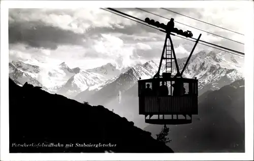 Ak Tirol, Patscherkofl Luftseilbahn mit Stubaier Gletscher, Berge