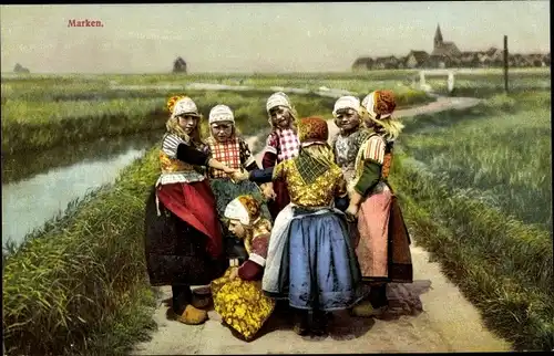 Ak Marken Nordholland, Kinder in niederländischer Tracht