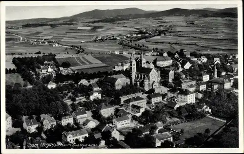 Ak Cham in der Oberpfalz, Ortsansicht, Flugzeugaufnahme