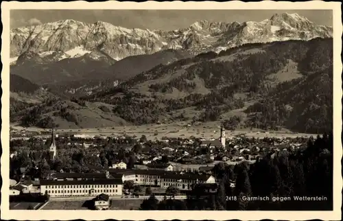 Ak Garmisch Partenkirchen in Oberbayern, Ortsansicht, Wetterstein