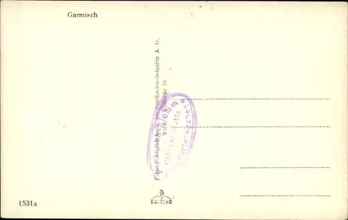 Ak Garmisch Partenkirchen in Oberbayern, Teilansicht, Kirchturm, Gebirge