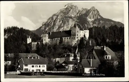 Ak Füssen im Ostallgäu, Teilansicht, Säuling, Burg