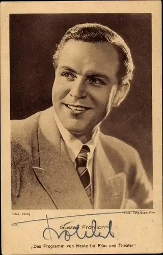 Ak Schauspieler Gustav Fröhlich, Ross, Portrait, Autogramm