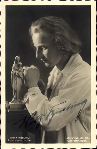 Ak Passionsspiele Oberammergau 1934, Johannesdarsteller Willy Bierling, Autogramm