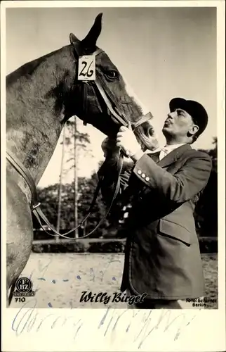 Ak Schauspieler Willy Birgel, Portrait, Pferd, FBZ Verlag, Autogramm