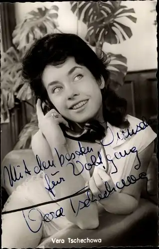 Ak Schauspielerin Vera Tschechowa, Portrait, Telefon, Autogramm