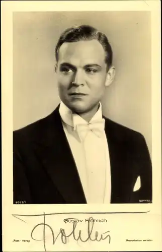 Ak Schauspieler Gustav Fröhlich, Portrait, Autogramm