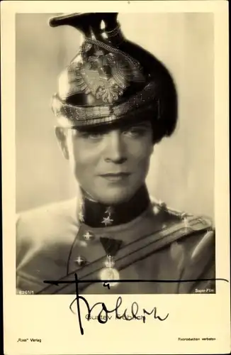 Ak Schauspieler Gustav Fröhlich, Portrait in Uniform, Filmkostüm, Autogramm