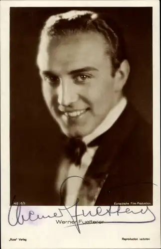Ak Schauspieler Werner Fuetterer, Portrait, Ross Verlag 4050/1, Autogramm