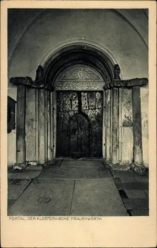 Ak Frauenchiemsee Fraueninsel Chiemsee Oberbayern, Kloster Frauenwörth, Klosterkirche, Portal