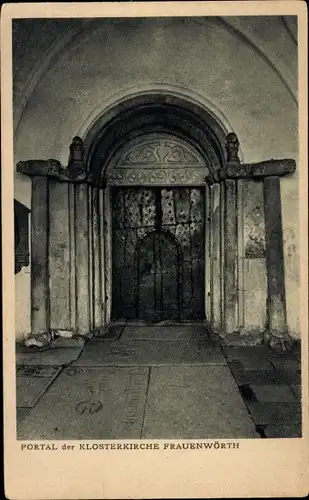 Ak Frauenchiemsee Fraueninsel Chiemsee Oberbayern, Kloster Frauenwörth, Klosterkirche, Portal