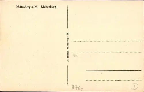 Ak Miltenberg am Main Unterfranken, Mildenburg