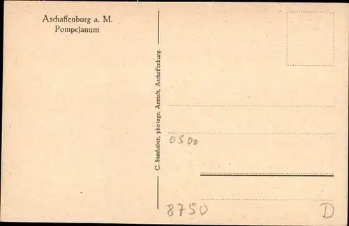 Ak Aschaffenburg, Blick auf das Pompejanum