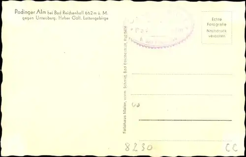 Ak Nonn Bad Reichenhall in Oberbayern, Padinger Alm, Hoher Göll, Lattengebirge