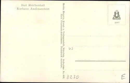 Ak Bad Reichenhall in Oberbayern, Kurhaus Axelmannstein