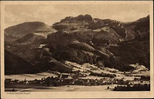 Ak Niederaschau Aschau im Chiemgau Oberbayern, Ortspanorama