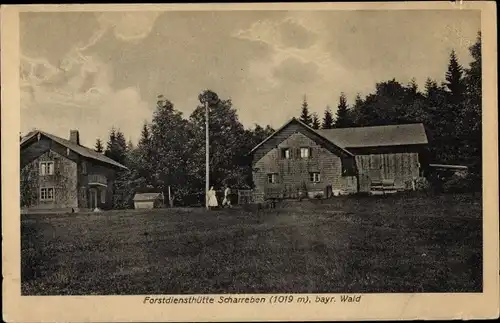 Ak Drachselsried in Niederbayern, Blick auf die Forstdiensthütte Scharreben