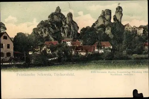 Ak Tüchersfeld Pottenstein Oberfranken, Gebäude, Felsen