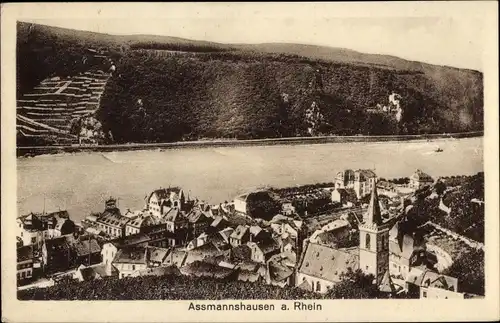 Ak Assmannshausen Rüdesheim am Rhein, Gesamtansicht