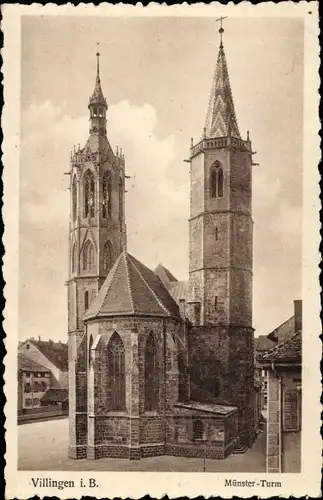 Ak Villingen im Schwarzwald, Münster Turm