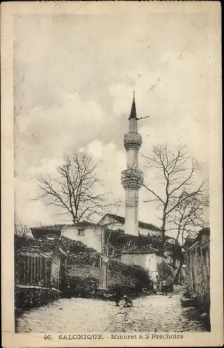 Ak Saloniki Thessaloniki Griechenland, Minarett mit 2 Vorchören