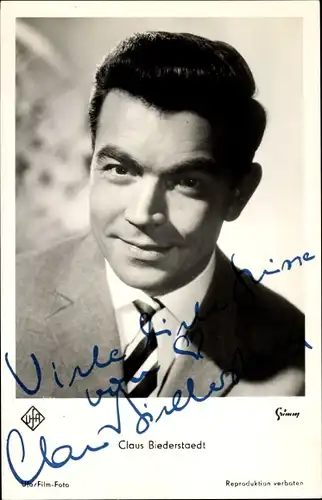 Ak Schauspieler Claus Biederstaedt, Portrait, Autogramm