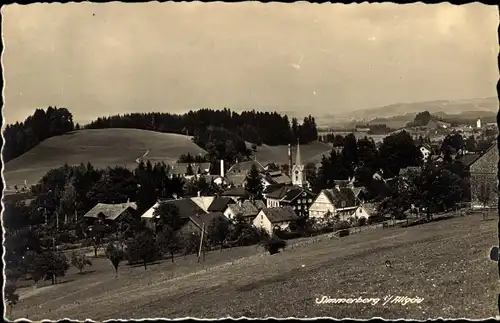 Ak Weiler Simmerberg im Allgäu, Ortsansicht, Kirche