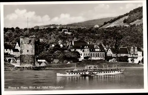 Ak Rhens am Rhein, Hotel Königsstuhl, Dampfer