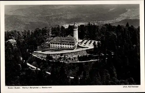 Ak Baden Baden, Fliegeraufnahme, Merkur Berghotel und Aussichtsturm