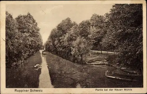 Ak Altruppin Neuruppin in Brandenburg, Ruppiner Schweiz, bei der Neuen Mühle