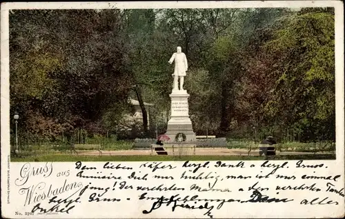 Ak Wiesbaden in Hessen, Denkmal, Park