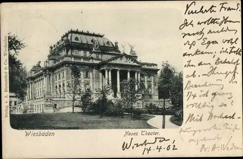 Ak Wiesbaden in Hessen, neues Theater