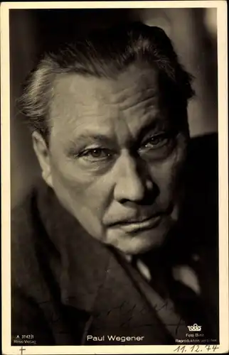 Ak Schauspieler Paul Wegener, Portrait, Ross Verlag Nr. A 3142/1, Autogramm