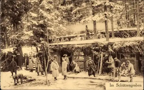 Ak Deutsche Soldaten in Uniformen, Schützengraben, I WK