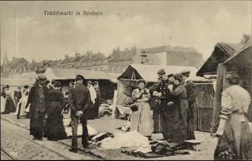 Ak Roubaix Nord, Trödelmarkt, Händler