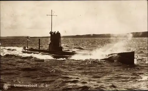 Ak Deutsches U Boot, Unterseeboot, SM U 6, Kaiserliche Marine, NPG, GLK