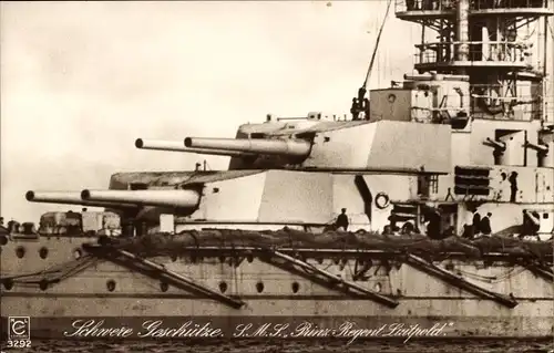 Ak Deutsches Kriegsschiff, SMS Prinz-Regent Luitpold, Schwere Geschütze, Kaiserliche Marine