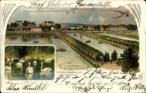 Litho Berlin Charlottenburg, Etablissement Carlshof am Spandauer Schifffahrts Kanal