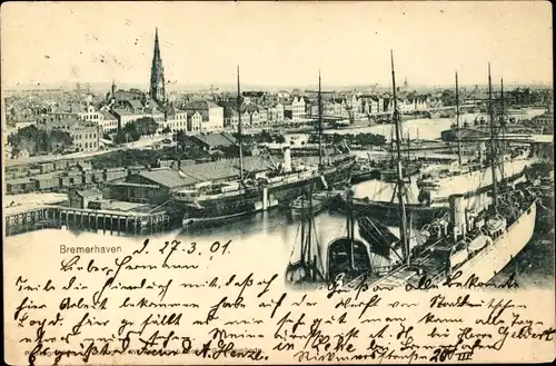Ak Bremerhaven, Hafen und Stadt