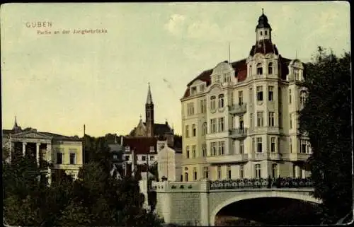 Ak Guben in der Niederlausitz, Partie an der Jungferbrücke