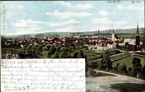 Ak Ostritz in der Oberlausitz, Panorama