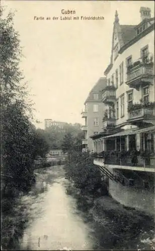 Ak Guben in der Niederlausitz, Partie an der Lubist mit Friedrichshöh