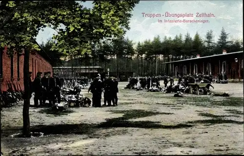 Ak Zeithain Sachsen, Truppenübungsplatz, im Infanterie Barackenlager