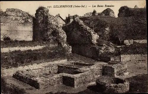 Ak Lillebonne Seine Maritime, Römische Bäder, Ruinen